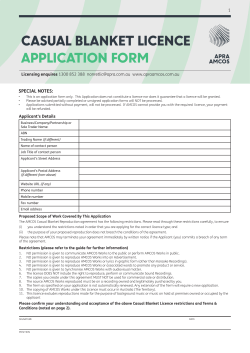 casual blanket licence application form