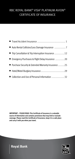 rbc royal bank&reg; visa&Dagger; platinum avion&reg; certificate of insurance
