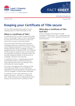 Keeping your Certificate of Title secure