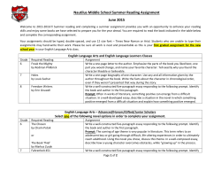 Nautilus Middle School Summer Reading Assignment June 2015