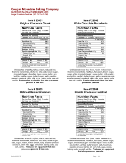 NUTRITION FACTS for All Varieties of Large Cookies