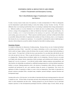 FOSTERING CRITICAL REFLECTION IN ADULTHOOD A Guide to