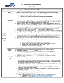 ELA ISTEP+ Support Framework Grade 7 2015 &ndash; 2016