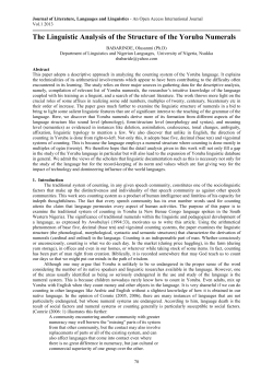 The Linguistic Analysis of the Structure of the Yoruba Numerals