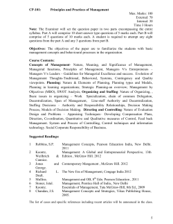 CP-101: Principles and Practices of Management