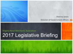 2017 Legislative Briefing - Virginia Retail Merchants Association