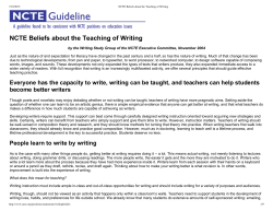NCTE Beliefs about the Teaching of Writing