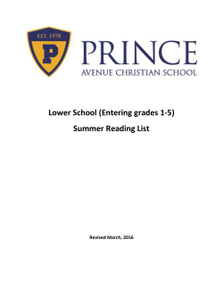Summer Reading List - Prince Avenue Christian School