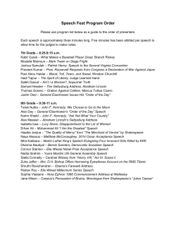 Speech Fest Program Order