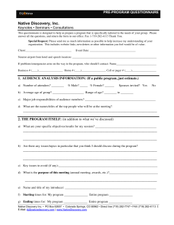Pre-Program Questionnaire