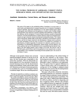 THE GLOBAL PROBLEM OF AMEBIASIS: CURRENT