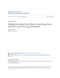 Building Socialism From Below: Luxemburg, Sears, And The Case