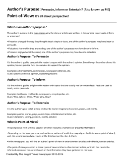 Author`s Purpose:Persuade, Inform or Entertain? (Also known as PIE