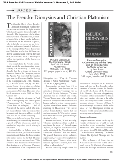 The Pseudo-Dionysius and Christian Platonism
