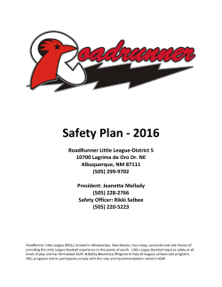 Safety Plan - 2016 - Roadrunner Little League