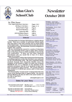 Newsletter - Allan Glen`s School Club
