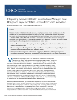 Integrating Behavioral Health into Medicaid Managed Care: Design