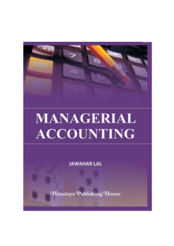 MANAGEMENT AND COST ACCOUNTING: AN OVERVIEW 1