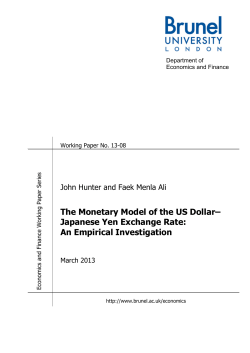 The Monetary Model of the US Dollar&ndash; Japanese Yen Exchange