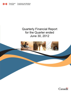 Quarterly Financial Report for the Quarter ended June