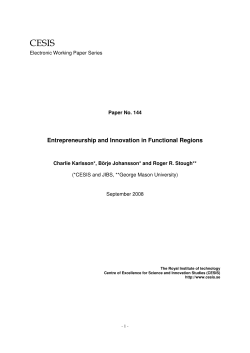 Entrepreneurship and Innovation in Functional Regions