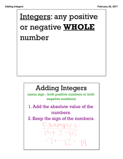 Integers: any positive or negative WHOLE number