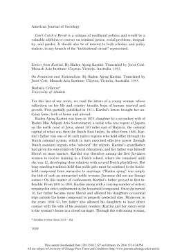 Raden Ajeng Kartini. Letters from Kartini. On Feminism and