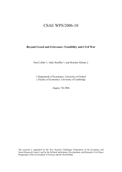 Feasibility and Civil War - The Centre for the Study of African