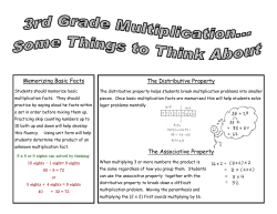 Memorizing Basic Facts The Distributive Property The Associative