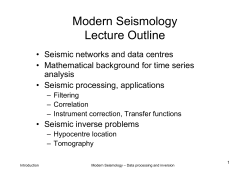 Modern Seismology Lecture Outline