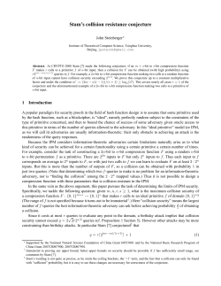Stam`s collision resistance conjecture