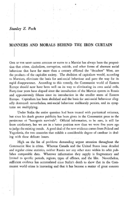 MANNERS AND MORALS BEHIND THE IRON CURTAIN