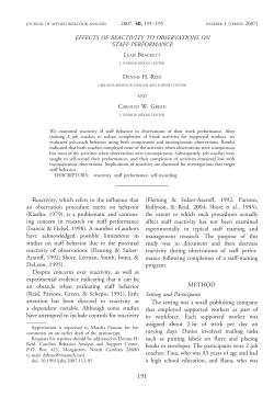 EFFECTS OF REACTIVITY TO OBSERVATIONS ON STAFF
