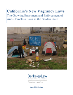 California`s New Vagrancy Laws - Western Regional Advocacy Project