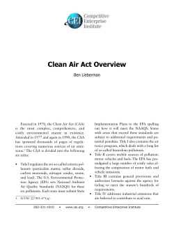 Clean Air Act Overview - Competitive Enterprise Institute