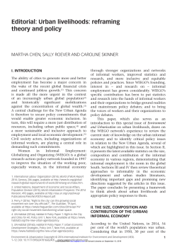 Editorial: Urban livelihoods: reframing theory and policy