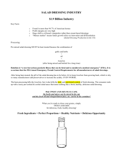 SALAD DRESSING INDUSTRY