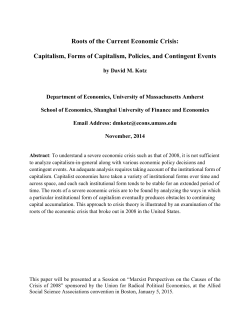 Roots of the Current Economic Crisis: Capitalism, Forms of