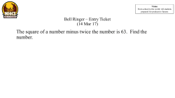 The square of a number minus twice the number is 63. Find the
