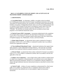 Code: JBC(4) 160-5-1-.15 AWARDING UNITS OF CREDIT AND