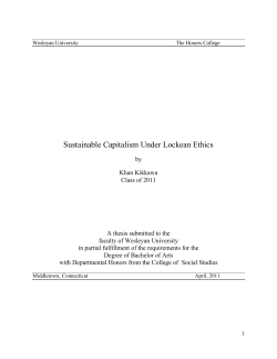Sustainable Capitalism Under Lockean Ethics