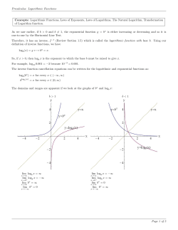 Precalculus: Logarithmic Functions Concepts: Logarithmic Functions