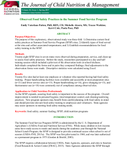 Observed Food Safety Practices in the Summer Food Service Program