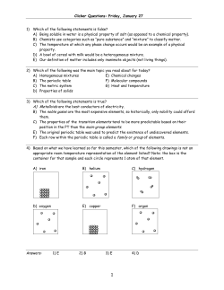 Clicker Questions: Friday, January 27 1) Which of the following