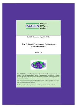 The Political Economy of Philippines- China Relations