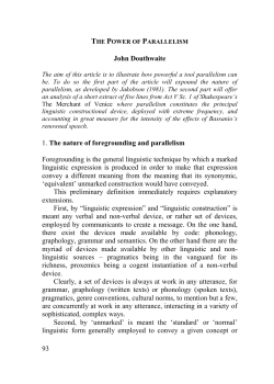 93 John Douthwaite 1. The nature of foregrounding and parallelism