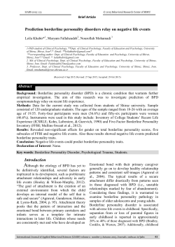 Prediction borderline personality disorders relay on negative life