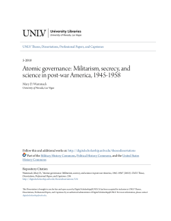 Militarism, secrecy, and science in post-war America, 1945-1958