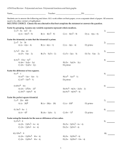 ATM Final Review: Polynomial and non