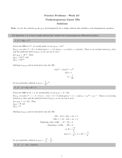 Practice Problems - Week #5 Nonhomogeneous Linear DEs Solutions
